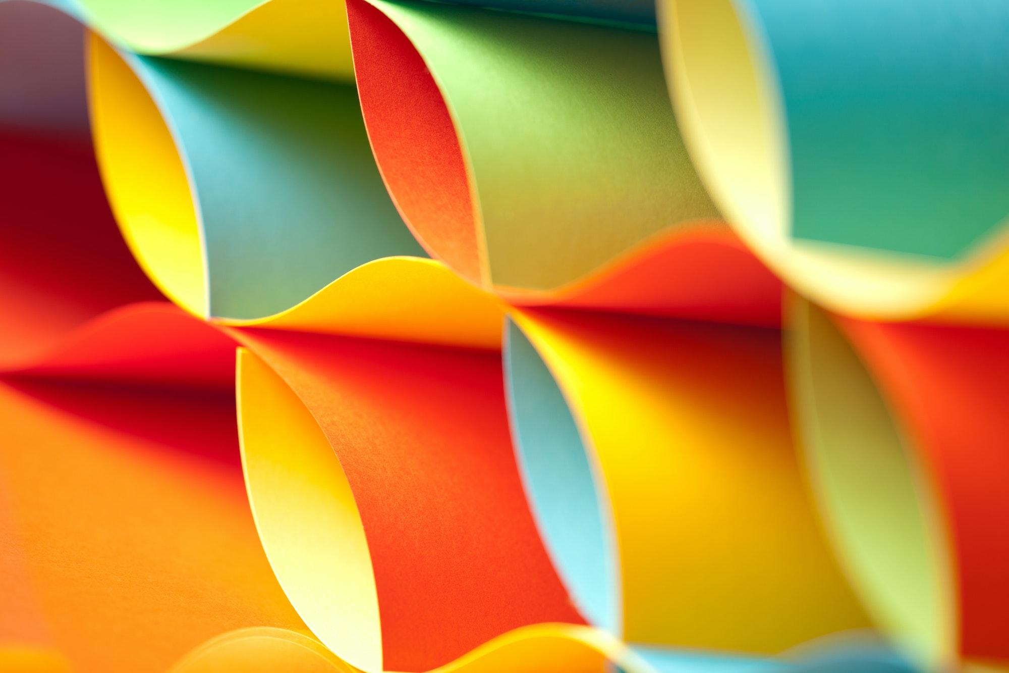 detail of waved colored paper structure